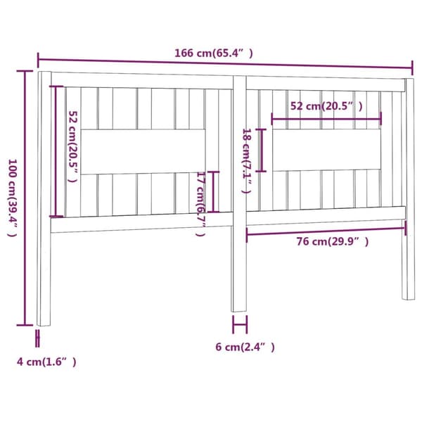 vidaXL Sänggavel vit 166x4x100 cm massiv furu Vit