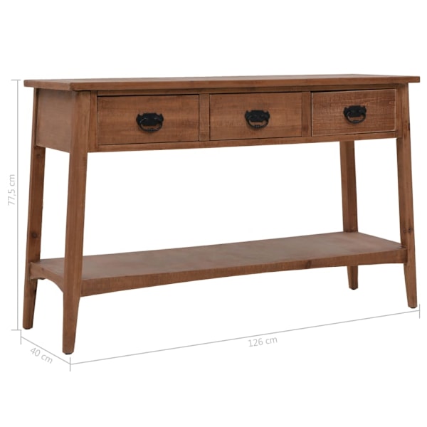 vidaXL Konsolbord massivt granträ 126x40x77,5 cm brun Brun
