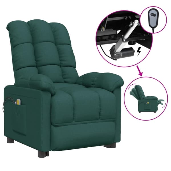vidaXL Massagefåtölj mörkgrön tyg Grön