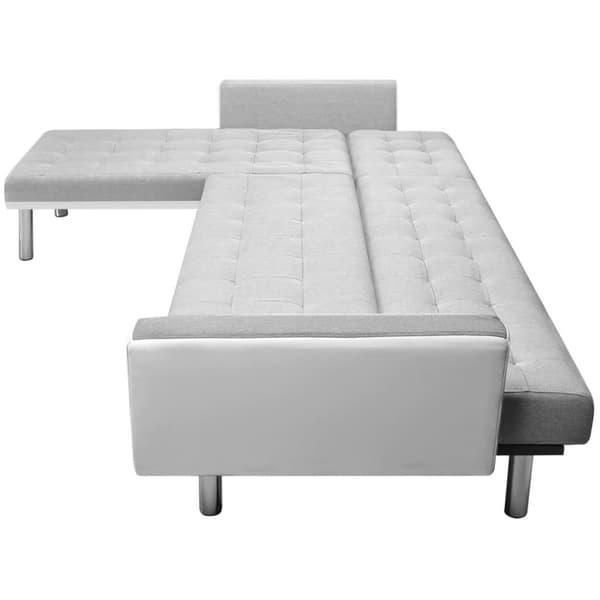 vidaXL Bäddsoffa tyg 218x155x69 cm vit och grå grå