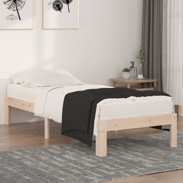 vidaXL Sängram massivt trä 75x190 cm Brun