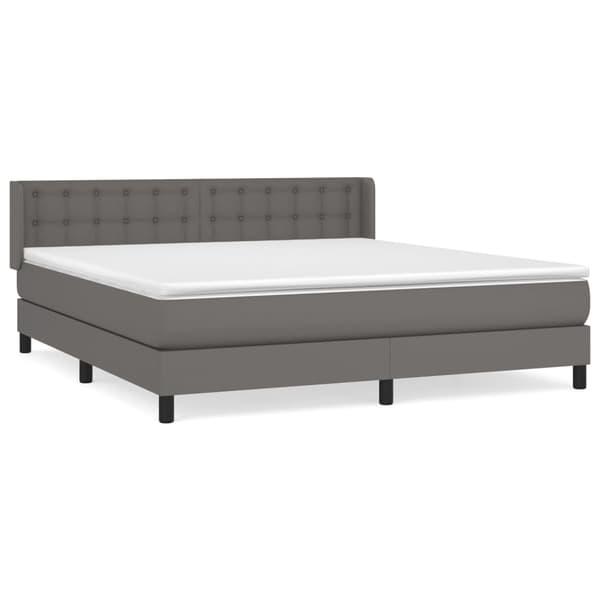 vidaXL Ramsäng med madrass grå 160x200 cm konstläder Grå