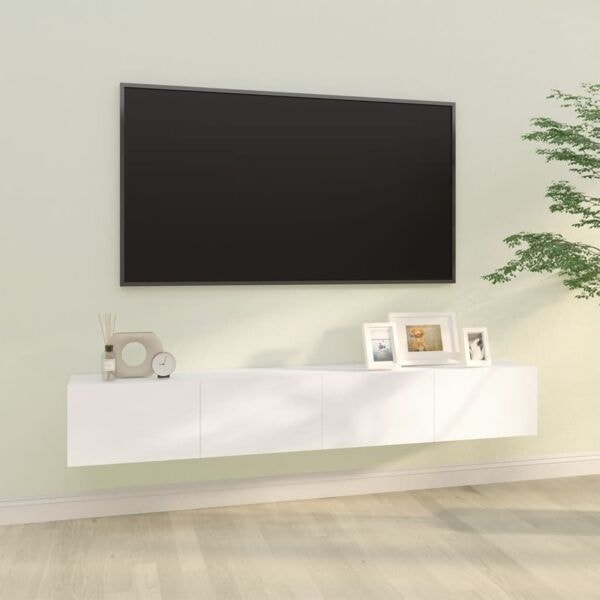 vidaXL Väggmonterade tv-bänkar 2 st vit 100x30x30 cm konstruerat trä Vit