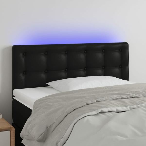 vidaXL Sänggavel LED svart 100 x 5 x 78/88 cm konstläder Svart