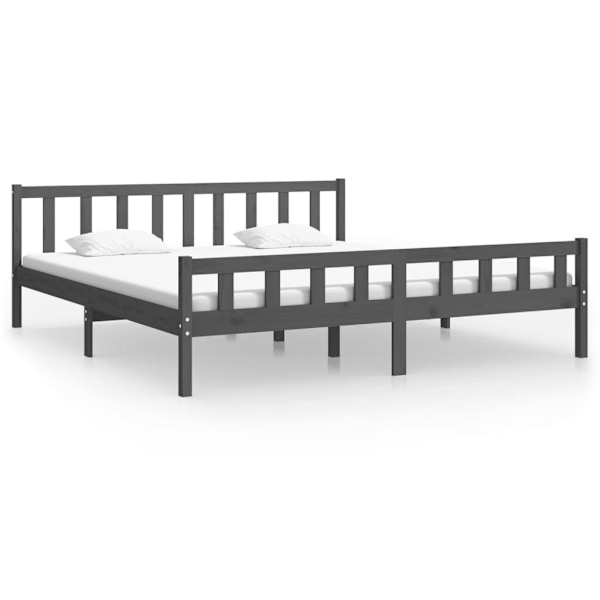 vidaXL Sängram grå massiv furu 200x200 cm Grå
