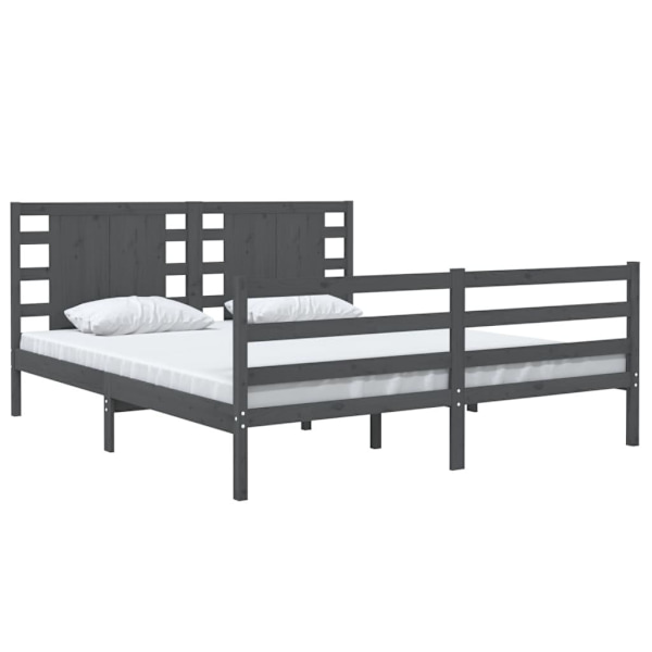 vidaXL Sängram grå massiv furu 140x190 cm Grå