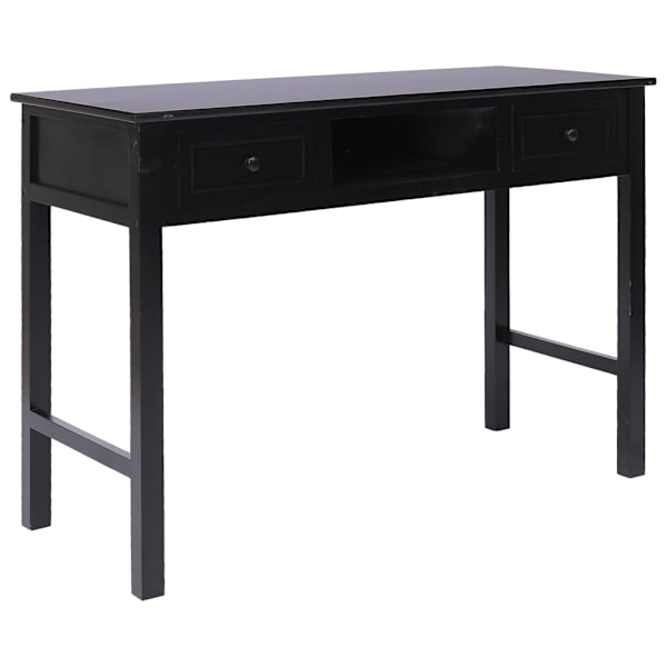 vidaXL Skrivbord svart 108x45x76 cm massivt kejsarträ Svart