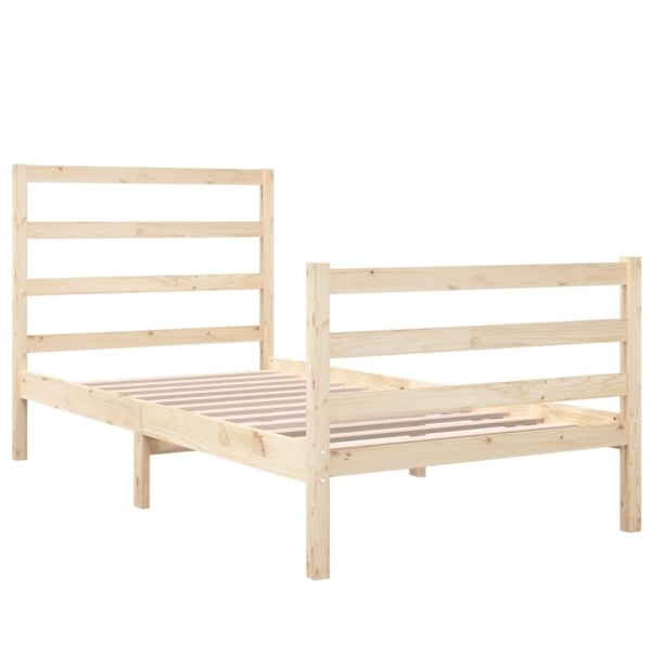 vidaXL Sängram massiv furu 90x190 cm Brun