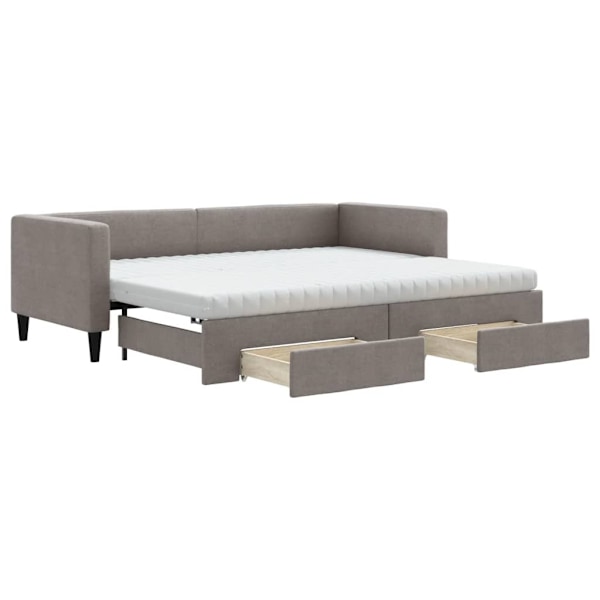 vidaXL Dagbädd utdragbar med lådor taupe 80x200 cm tyg Taupe