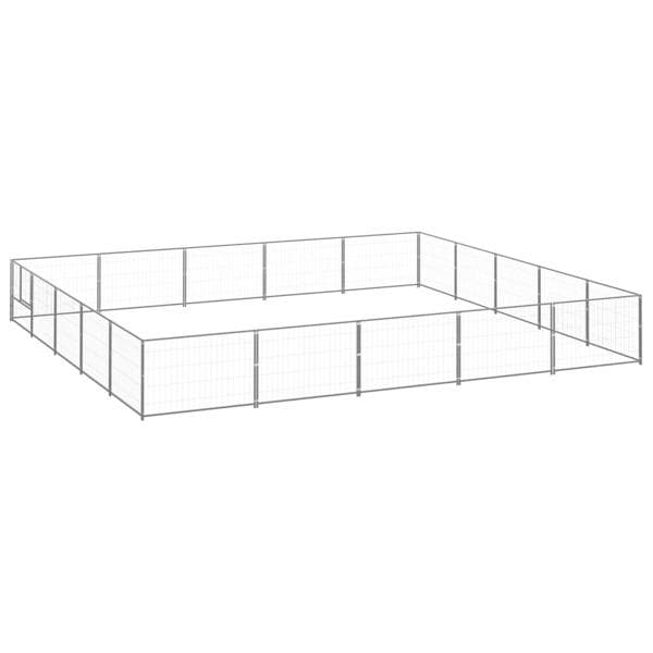 vidaXL Hundgård silver 25 m² stål Silver