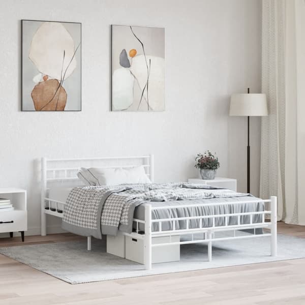 vidaXL Sängram vit metall 120x200 cm Vit