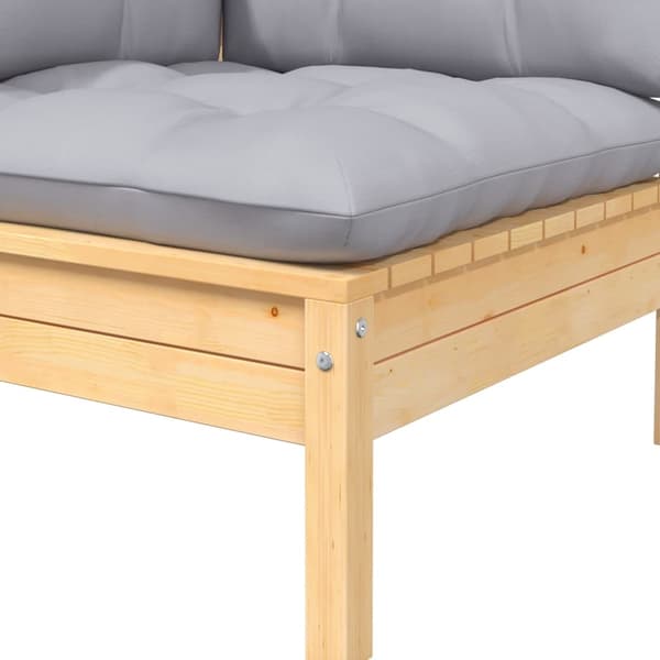 vidaXL Loungegrupp med grå dynor 8 delar massiv furu grå