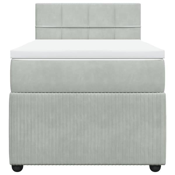 vidaXL Ramsäng med madrass ljusgrå 100x200 cm sammet Grå