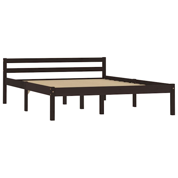 vidaXL Sängram mörkbrun massiv furu 120x200 cm Brun