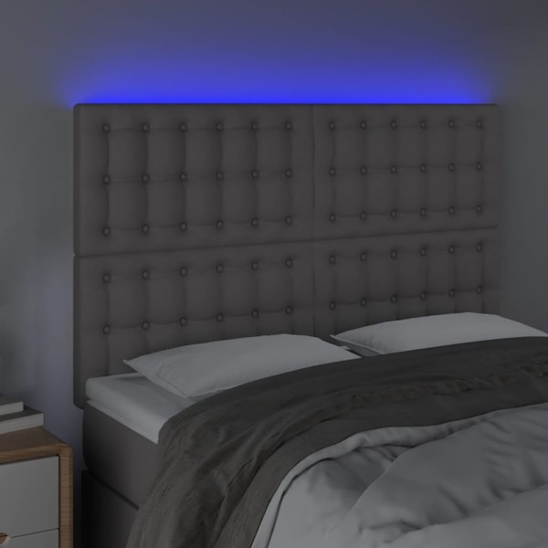 vidaXL Sänggavel LED grå 144x5x118/128 cm konstläder Grå