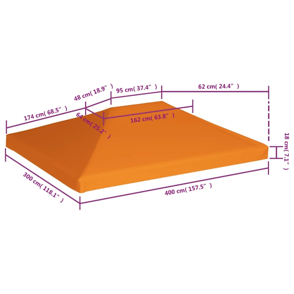 vidaXL Paviljongtak 310 g/m² 4x3 m orange Orange