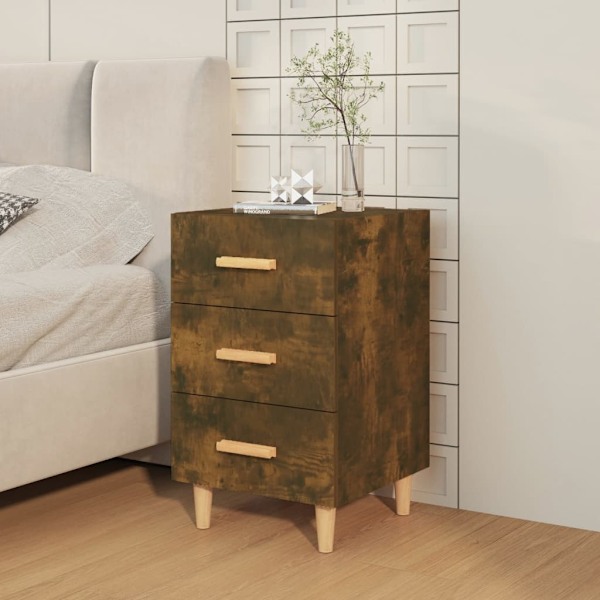 vidaXL Sängbord rökfärgad ek 40x40x66 cm konstruerat trä Brun