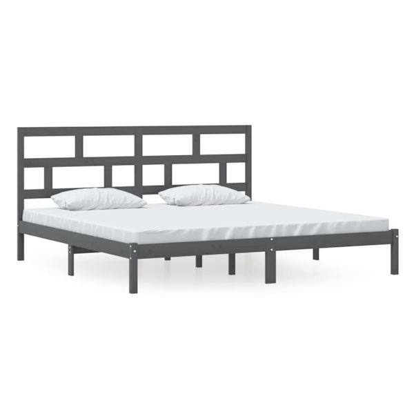 vidaXL Sängram grå massiv furu 200x200 cm Grå