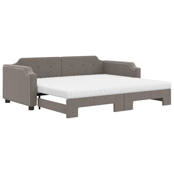 vidaXL Dagbädd med madrasser utdragbar taupe 80x200 cm tyg Taupe