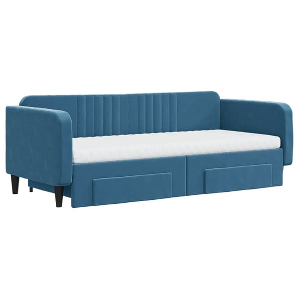 vidaXL Dagbädd utdragbar med lådor blå 90x200 cm sammet Blå