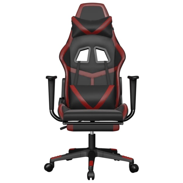 vidaXL Gamingstol med massage och fotstöd svart och vinröd konstläder Röd