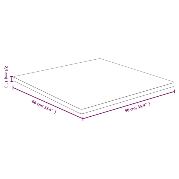 vidaXL Bordsskiva 90x90x2,5 cm bambu Brun