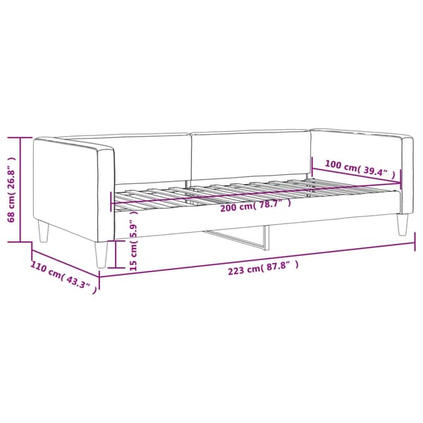 vidaXL Dagbädd ljusgrå 100x200 cm tyg Grå