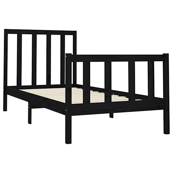 vidaXL Sängram svart massivt trä 90x200 cm enkelsäng Svart