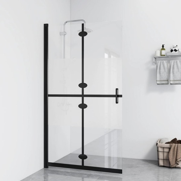 vidaXL Vikbar duschvägg med halvfrostat ESG-glas 90x190 cm Transparent