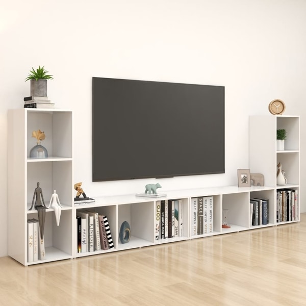 vidaXL Tv-skåp 4 delar vit 107x35x37 cm konstruerat trä Vit