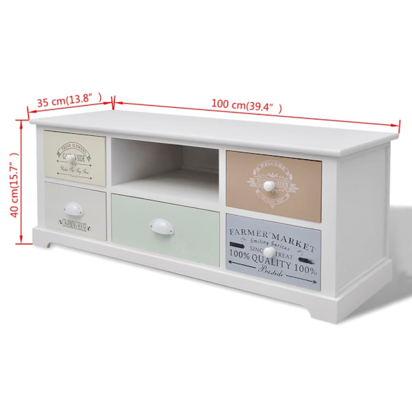 vidaXL Shabby Chic French TV-bänk trä Vit