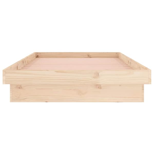 vidaXL Sängram LED 90x190 cm massivt trä Brun