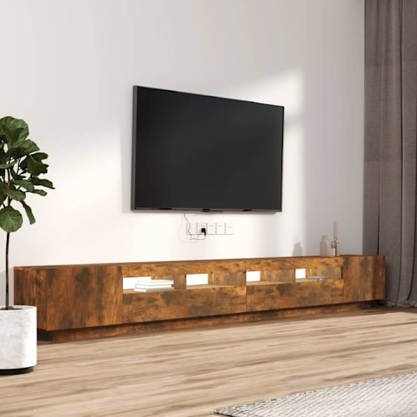vidaXL TV-skåp 3 delar med LED rökfärgad ek konstruerat trä Brun