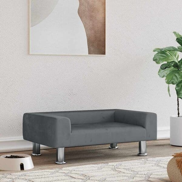vidaXL Hundbädd mörkgrå 70x45x26,5 cm sammet Grå
