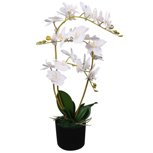 vidaXL Konstväxt Orkidé med kruka 65 cm vit Vit