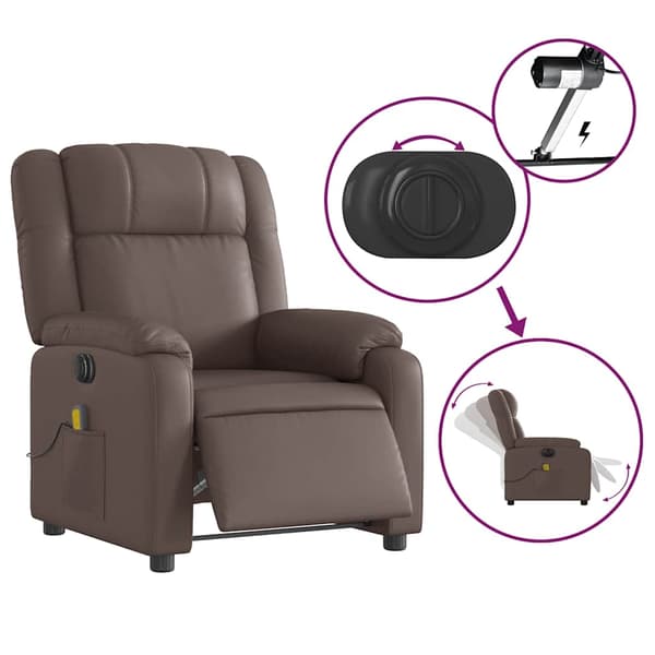 vidaXL Elektrisk massagefåtölj brun konstläder Brun