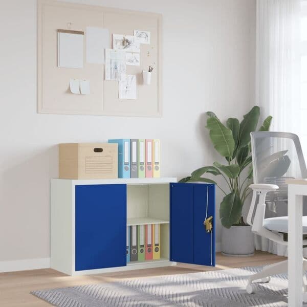 vidaXL Dokumentskåp ljusgrå och blå 90x40x70 cm stål Grå