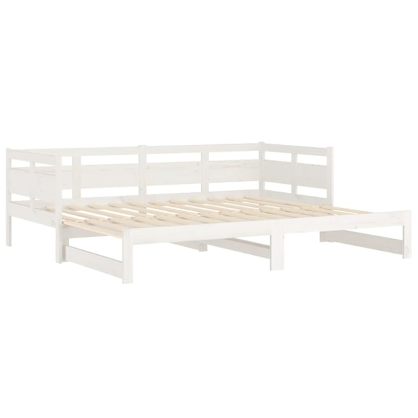 vidaXL Dagbädd utdragbar vit massiv furu 2x(90x200) cm Vit