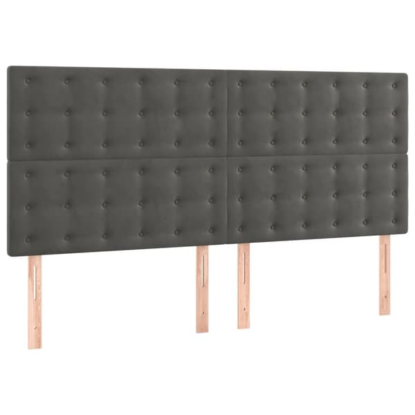 vidaXL Ramsäng med madrass mörkgrå 200x200 cm sammet Grå