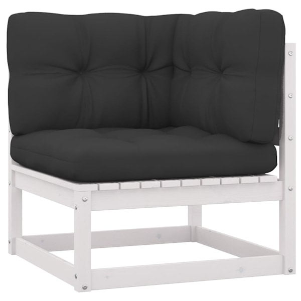 vidaXL Loungegrupp med dynor 8 delar massiv furu Vit
