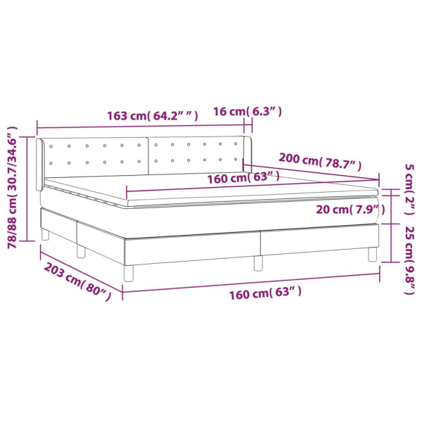 vidaXL Ramsäng med madrass gräddvit 160x200 cm tyg Kräm