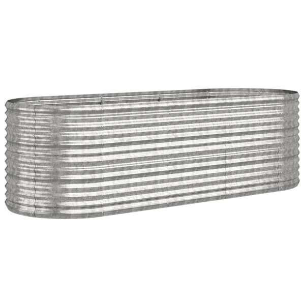 vidaXL Odlingslåda pulverlackerat stål 224x80x68 cm silver Silver