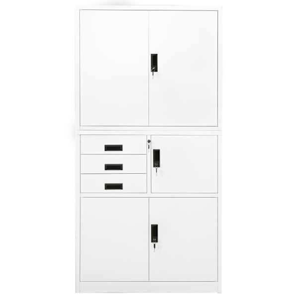 vidaXL Dokumentskåp vit 90x40x180 cm stål Vit