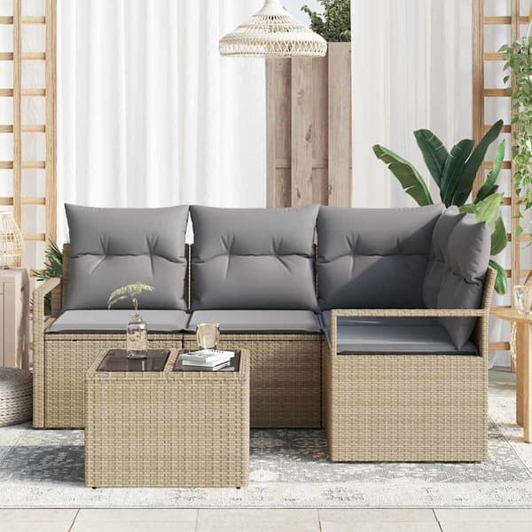 vidaXL Soffset 5 st Beige konstrotting Beige