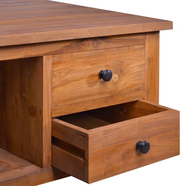 vidaXL Soffbord 68x68x33 cm massiv teak Brun