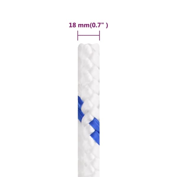 vidaXL Båtlina vit 18 mm 25 m polypropylen Vit