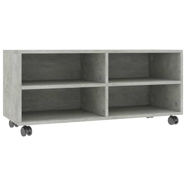 vidaXL Tv-bänk med hjul betonggrå 90x35x35 cm konstruerat trä grå
