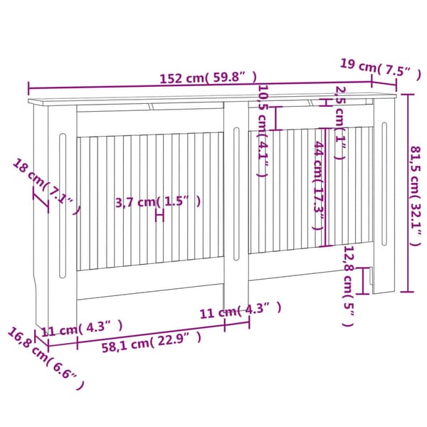vidaXL Elementskydd 2 st MDF vit 152 cm Vit