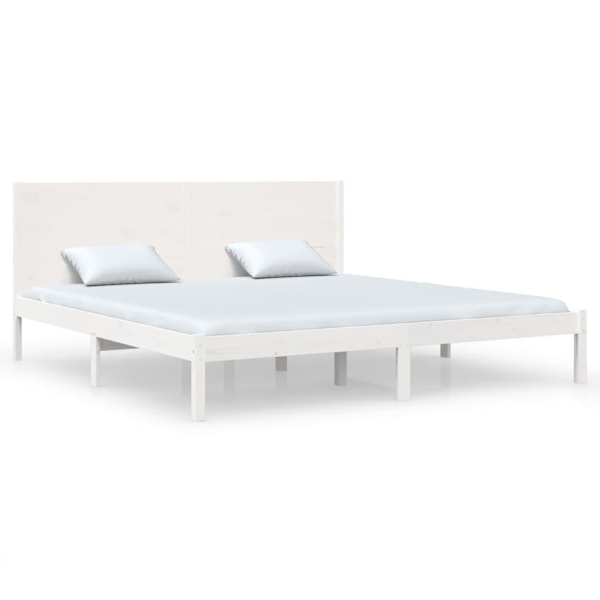 vidaXL Sängram vit massiv furu 200x200 cm Vit