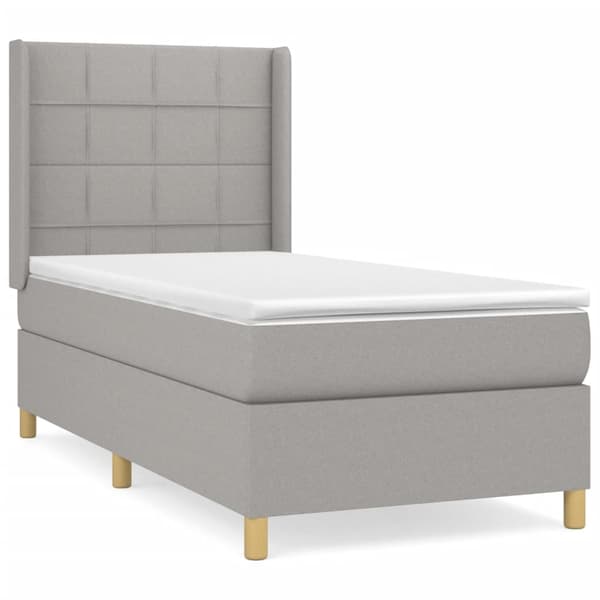 vidaXL Ramsäng med madrass ljusgrå 90x190 cm tyg Grå